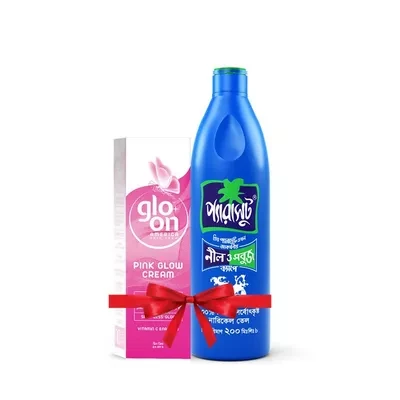 Parachute Coconut Oil 200 ml & Glo-On Pink Glow Skin Cream 50 gm Combo