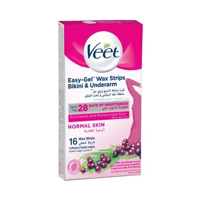 Veet Easy Gel Bikini & Underarm Wax Strips Normal Skin