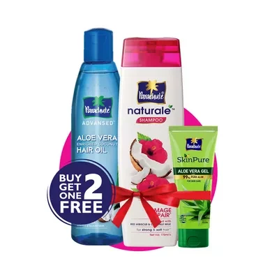 Buy Parachute Aloe Vera Hair Oil 250 ml & Parachute Naturale Shampoo Anti Hair Fall 170 ml  Get Parachute SkinPure Aloe Vera Gel 50 gm Free